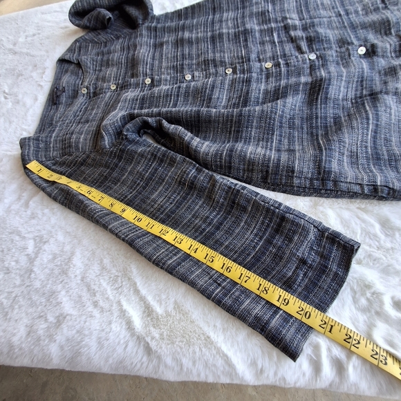 Eileen Fisher Coastline Organic Linen Button-Up Grey Tunic Top Women Size Medium - Picture 16 of 16